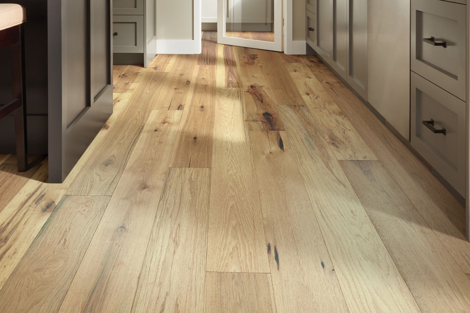 blonde hardwood floors in a stylish San Diego kitchen